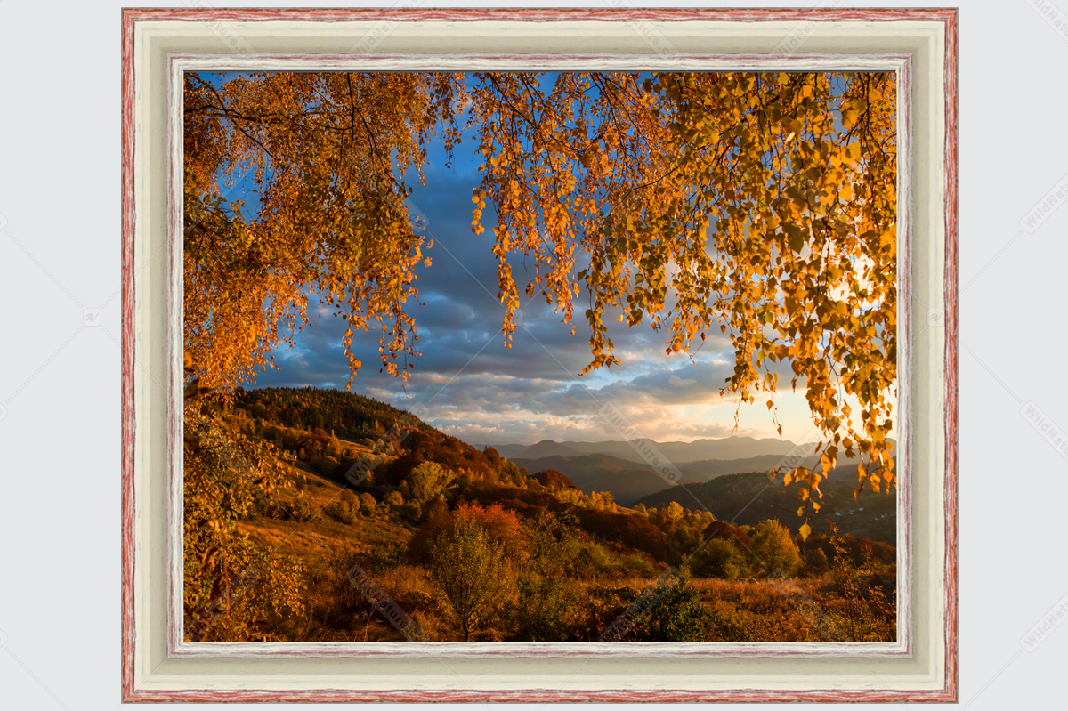 Framed photo with autumn landscape from the Rhodope Mountains