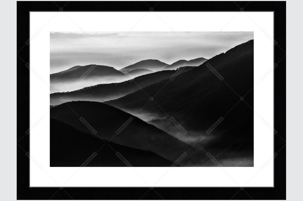 Framed photo with a black and white landscape from the Rhodopes