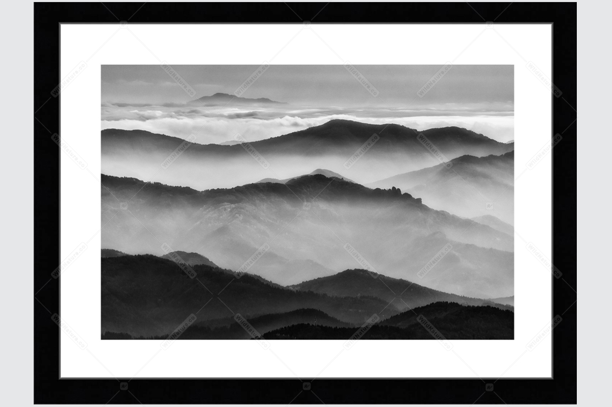 Framed photo with a black and white landscape from the Rhodopes